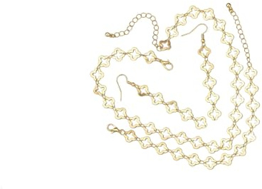 JENCVNL Gold Vierblättriges Kleeblatt Schmuckset für Damen Mädchen, Vierblättriges Kleeblatt Halskette Armband Ohrringe Vierblättriges Glücksklee Schmuckset Geschenke für Frauen Mädchen (Gold-3)