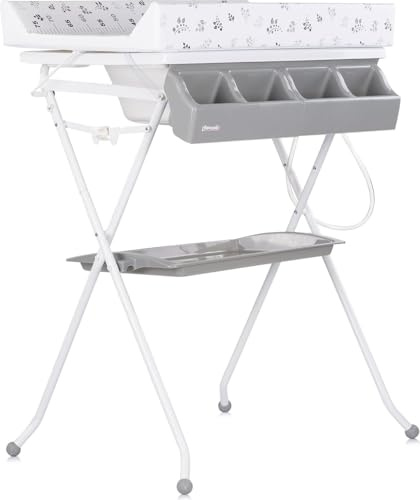 Chipolino Babywanne Wickeltisch 2 in 1 Aqua Zubehörfach klappbar Ständer Stopfen grau