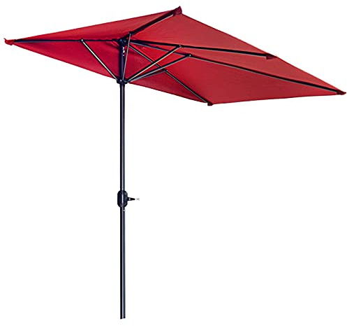 Sombrilla de jardín impermeable de 2,5 m con manivela, sombrilla de patio para playa, terraza, bar, color rojo (base no incluida)