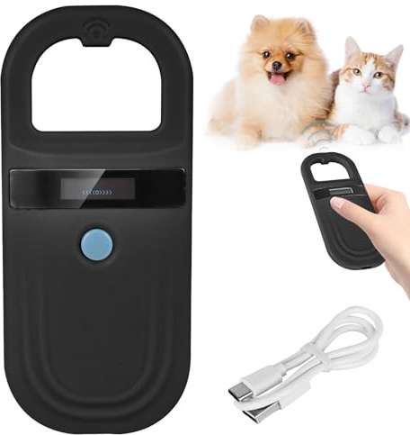 Leikurvo Haustier ID Lesegerät, Tierchip Lesegerät, Mikrochip Lesegeräts für Hunde/Katze, Haustiers Mikrochipscann Microchip Scanner, Haustier Chiplesegerät Scanner Für Tierverfolgung, Schwarz