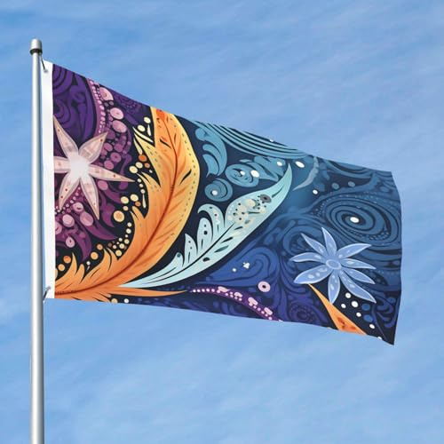 Flagge 90 cm x 60 cm, doppelseitige Outdoor-Flagge, robustes Banner mit 2 Ösen, Dekoration, Hofflaggen, Aborigine-Muster, Flagge, Polyester, Willkommensflaggen für Urlaub, Hof, alle Jahreszeiten
