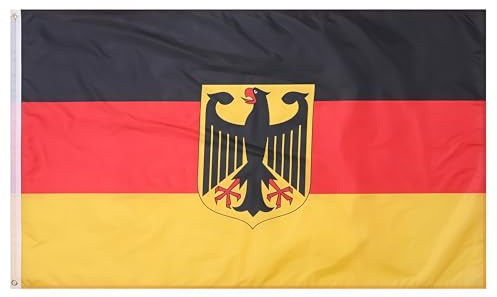 Kezidhp Deutschland Flagge 90x150cm Bundesadler Fahne | 2 rostfreie Metallösen, reißfestes Polyester, wasserabweisend, windresistent, Doppelt gesäumte Kanten, Für Sportevents, Feste