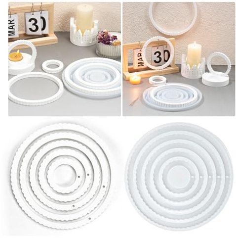 Silikonformen Set 5 Stück, Runde Gießformen für Frühling Anhänger, Deko-Accessoires, Ring Formen für Gips und Handwerk