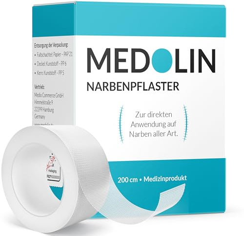 Medolin® Silikon Narbenpflaster - Bei Kaiserschnitt & allen weiteren Narben - Silikonpflaster - Transparent, 200 cm