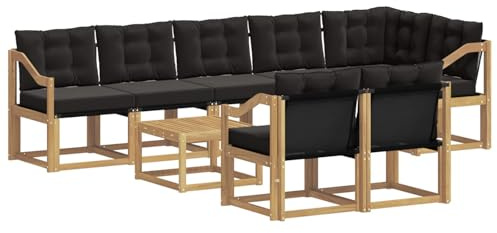 vidaXL Outdoor-Sofagarnitur mit Kissen 9 pcs Weiß und Schwarz, Gartenlounge, modernes Sofa für draußen, bequemes Terrassenmöbel, stylisches Sitzset