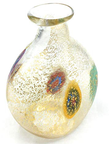 Botella de la colección de cristal de Murano Murrina con hoja de oro, fabricada en Italia