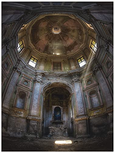 ARTland Wanddeko Wandbild Alu Verbundplatte für Innen & Outdoor Bild Architektur Ruinen Foto Lost Place Kirche Licht verlassene Orte Vintage T9SS