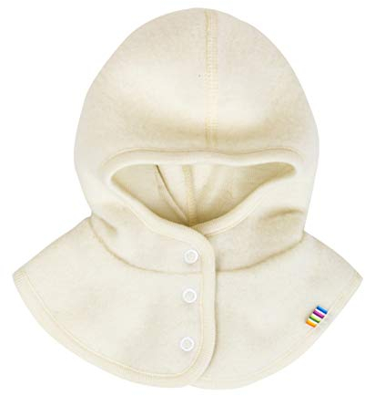 Joha Baby Kinder Unisex Schalmütze aufknöpfbar Balaclava Merino-Wolle, Größe:54, Farbe:Natur
