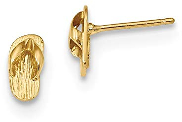 Flip-Flop-Ohrringe aus 14 Karat Gold, poliert, 9 x 4 mm breit, Schmuck für Damen