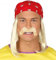 shoperama Hulk Hogan Wrestler Kopftuch mit Haaren und Schnäuzer Ringer Ringkämpfer Bandana Perücke Schnurrbart