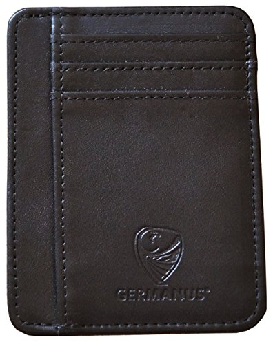 GERMANUS Furvus Kreditkartenetui - Made in EU - Geldbörse Leder Etui für Kreditkarten und Visitenkarten (Schwarz)