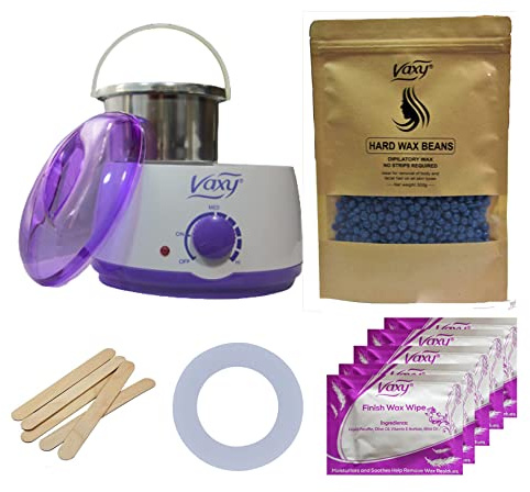 Wax Warmer, Hair Removal Waxing Kit, Electric Pot Heater Melts with Accessories. Painless Rapid Waxing of Face, Body, Bikini Area, Total Home Waxing Solutions for Men &Women by Vaxy