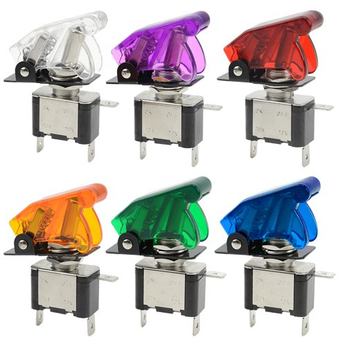 WMYCONGCONG 6 STÜCKE 12V 20A Lichtemittierende Diode Kippschalter Auto Ein/Aus SPST-Steuerung Blau Rot Grün Weiß Gelb Lila