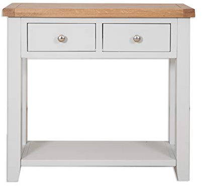 Oak and Pine Online Dorset Oak Console Table Solid 2 Drawer Pine in Painted French Grey Living Dining Room Furniture