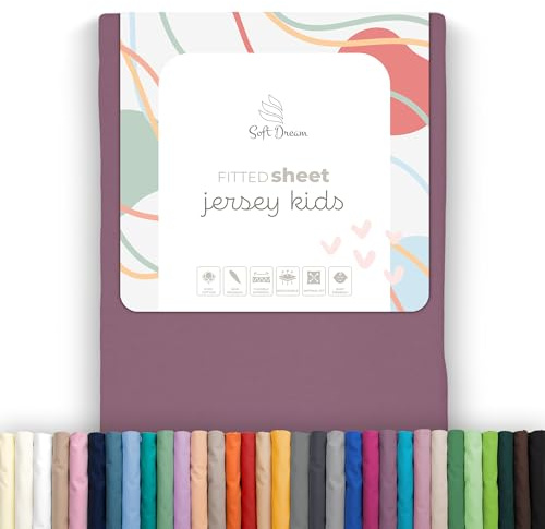 Soft Dream Spannbettlaken 80x160 cm Baumwolle Jersey | Aubergine | Steghöhe 20 cm | 150 g/m² | gekämmte Baumwolle | OEKO-TEX Standard 100