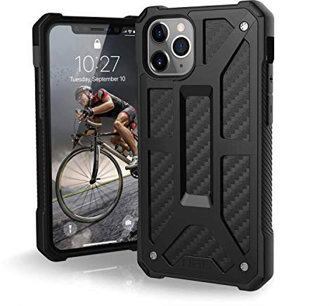 Urban Armor Gear Monarch Hülle Apple iPhone 11 Pro (5.8) Schutzhülle (Wireless Charging kompatibles Cover, Sturzfeste Handyhülle, Ultra Slim Bumper, Leder) - carbon