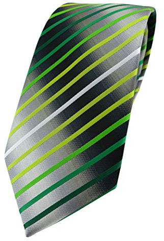 TigerTie Designer Krawatte in grün hellgrün grasgrün weiss silbergrau gestreift