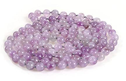 Treasure Bay Boho Chic 120cm Natural Gemstone Beaded Long Necklace for Women & Girls (Lilac)