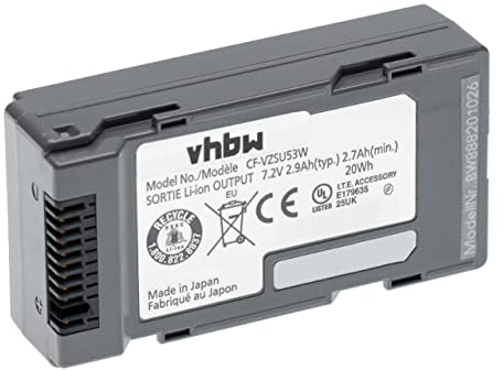 vhbw Akku kompatibel mit Panasonic Toughbook CF-H1, CF-U1, CF-H2 Tablet Pad (2900 mAh, 7,2 V, Li-Ion)