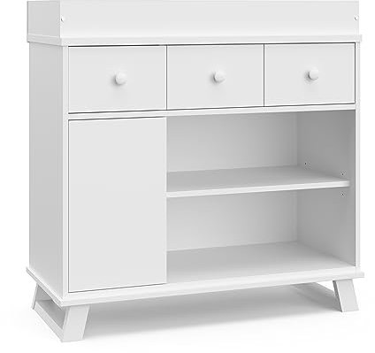 StorkCraft Modern Wickeltisch, Holz, Weiß, 2 Schubladen