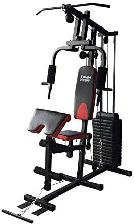 Fit4home Multi-functional Home Gym Workout Station Fitness Body Exercise | Adjustable Seat, 81kg Weight Plates | Black Red TF-7001