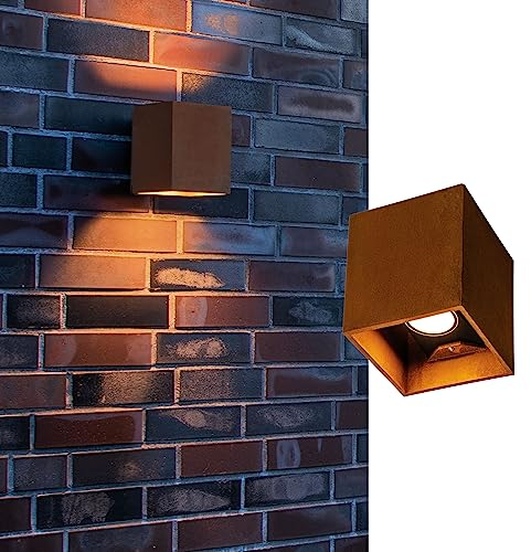 SLV Wandaufbauleuchte RUSTY UP/DOWN WL / Beleuchtung für Wände, Wege, Eingänge, LED Spot außen, Aufbau-Leuchte Outdoor, Gartenlampe / IP65 14.0W 548lm rost 1004650 wandleuchte eckig