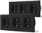 BSEED Schuko Steckdose 2er Pack, 16Amp AC Power Kristallglas Platte, 3 Fach Unterputzdose Steckdose, 228mm Dreifach Schutzkontaktbuchse Wandsteckdose Schwarz