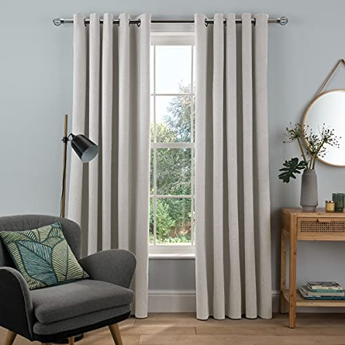 Sleepdown Woven Tonal Fleck Eyelet Blackout Curtains Thermal Insulated for Bedroom and Living Room 46 x 54 Inch Natural 2 Panels