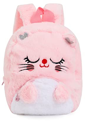 Hifot Mini Plüsch Rucksack für Kinder, Kindergarten Büchertasche Netter Weicher Schule Taschen Doppel Schultertasche Einhörner Geschenke für Mädchen8 in 2-7Jährige