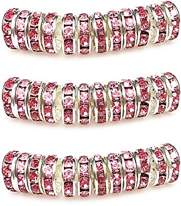 MJDCB 4mm 100 Cuentas Espaciadoras Centelleo Cristal bolitas para Hacer Pulseras Collar de Accesorios de Joyería (Rosa)