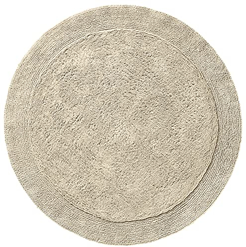 Erwin Müller Badematte, Badteppich Uni Serie Stuttgart beige Größe rund: 90 cm Ø - extra dick, hohe Saugfähigkeit, 100% Baumwolle