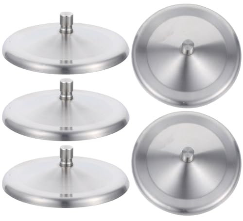 Kichvoe 5pcs Stainless Steel Coffee Mug Lid Metal Cup Covers Tea Water Cup Cover Replacement Home Shop Use - 9.5CM