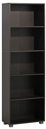 Brigros WeHome - Libreria Verticale 5 A Ripiani, Mobile Libreria Scaffale, Scaffale Legno, Mobile Soggiorno, 2 Ripiani Fissi E 3 Mobili, In Legno Melaminico, Arredamento Casa (Wenge)