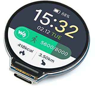 RP2040 MCU Board with 1.28 Inch Round LCD Display Module 240 x 240 Resolution 65K RGB Colours IPS Screen Based on Raspberry Pi RP2040, Accelerometer and Gyroscope Sensor,USB Type-C Connector