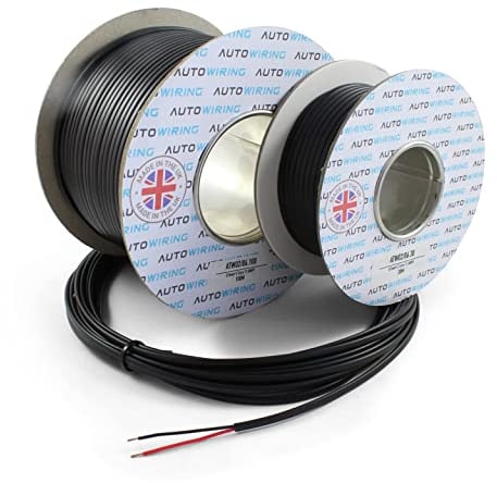 Automotive FLAT Twin 2 Core Cable 12v 24v Thin Wall Wire (11 AMP Rated 0.5mm² 20 AWG) 10/30/100 Metre (30M Roll)