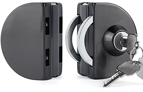 Cerradura para puerta de cristal sin taladrar, diseño moderno con acabado negro mate, superficie de cromado, doble lado, ideal para puertas de vidrio de 10mm a 12mm, fácil instalación y alta seguridad