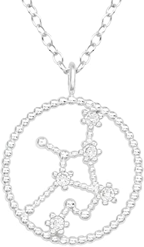 EYS JEWELRY Sternzeichen Kette Jungfrau Halskette Damen Silber 925 mit Anhänger Sternbild Zirkonia Kristalle Geschenke für Frauen Freundin Silberkette 45 cm im Schmucketui