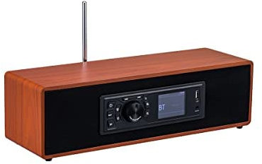 AOVOTO BEA103 Radio FM/Dab+/Bluetooth/USB/AUX in Radio en Bois Couleur avec télécommande et Mode Double Alarme (Jaune)