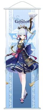 1 Stück Genshin Impact Hängende Malerei Seide Tuch Poster Gravierte Schriftrolle Animation Peripherie für Spieleliebhaber (Kamisato Ayaka)