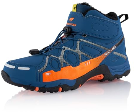 Fusskleidung® Damen Herren Wanderschuhe warm gefütterte Blau Orange Schwarz EU 36