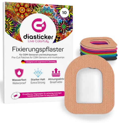 Diasticker 10 Fixierpflaster für Omnipod 5/DASH/EROS, Mix | Hilft gegen vorzeitiges Ablösen – bis zu 3 Tage Halt. Wasserfest, schnell trocknend und hautfreundlich