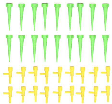 18PCS Picchi autoirriganti Dispositivi di irrigazione automatica per piante Piante Irrigazione a goccia Picchi con valvola di controllo Interruttore per giardino Vacanze Indoor Outdoor(verde)