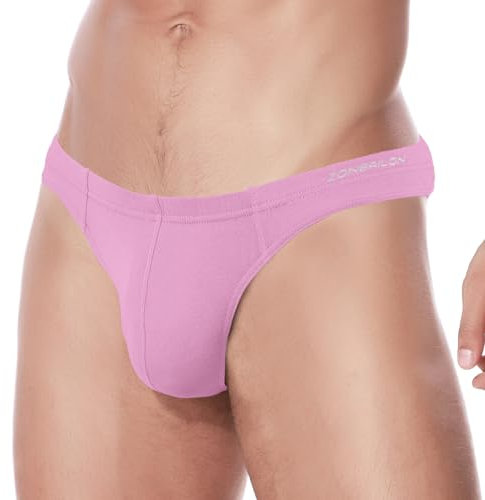 ZAIGELUO Uomo String Bambù Tanga Biancheria Intima Bulge Pouch Sexy Vita Bassa T-Back Confortevole Mutande, 1 rosa, M