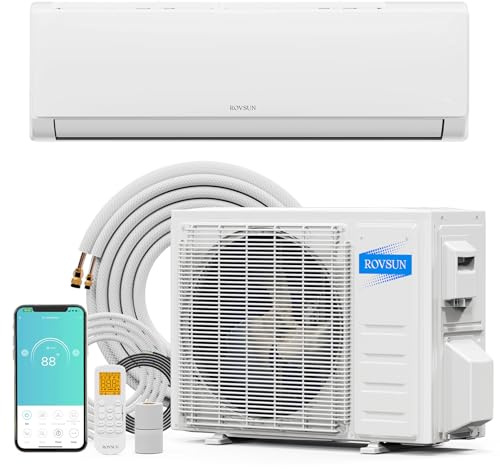 ROVSUN 9000 BTU Wifi Enabled Mini Split Air Conditioner & Heater with Inverter, 19 SEER2 Energy Saving 115V Ductless Split AC Unit with Pre-Charged Condenser, Heat Pump & Installation Kit