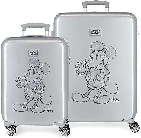 Disney Mickey 100 Kofferset Grau 55/68 cm Starres ABS Seitenkombinationsschloss 104L 6 kg 4 Doppelrollen Handgepäck