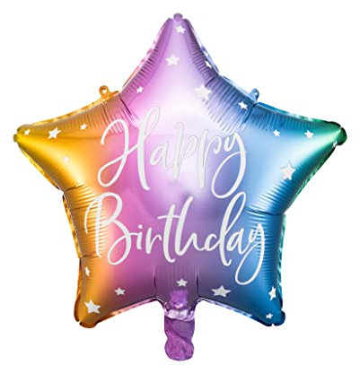 Regenbogen Folienballon Happy Birthday Ballon Stern Geburtstag Dekoballon Luftballon Deko Geburtstagsballon Sternform 40cm