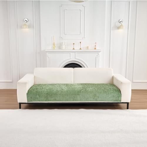 Weiche Chenille Sofabezug - Das neue Four Seasons Sofa überzug Universal Antirutsch Couch überzug 1 2 3 4 Sitzer, Sofa Sitzkissenbezug Sofaüberwürfe L Form Möbelschutz für Wohnzimmer (Grün)