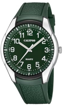 Calypso Herrenuhr Analog aus Kautschuk Grün | Quarzwerk, Wasserdicht 5 ATM, Herrenuhren K5843/3 Street Style