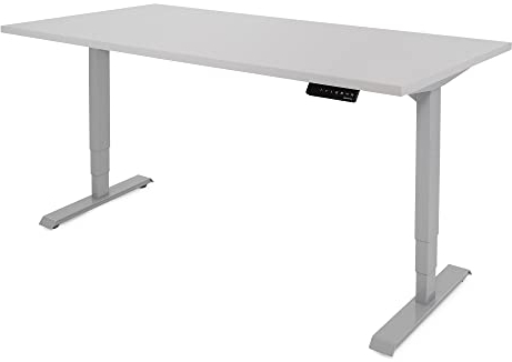 Ergotopia Desktopia Lite Elektrisch höhenverstellbarer Schreibtisch für Büro oder Home Office - 5 Jahre Garantie - ergonomischer Schreibtisch höhenverstellbar mit Grauer Tischplatte (160 x 80 cm)