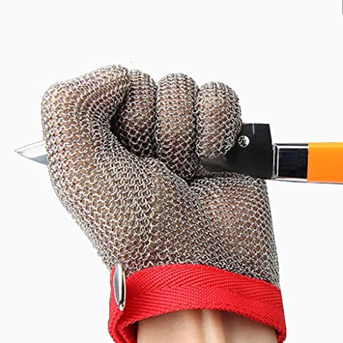Kettenhandschuh aus Edelstahl, für die Küche, Schneiden von Fleisch, Kartoffelscheiben, Schälen von Austern, Sicherheitsarbeit, schnittfester Handschuh (Größe: 1 Stück/M)